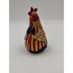 VTG Painted Cloth Chicken/Rooster Patriotic Weighted Bottoms Oil Cloth Folkart